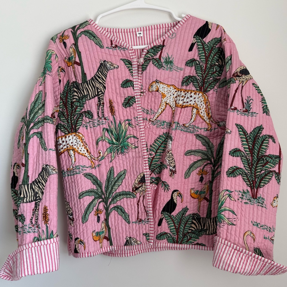 Pink Animal Print Quilted Jacket